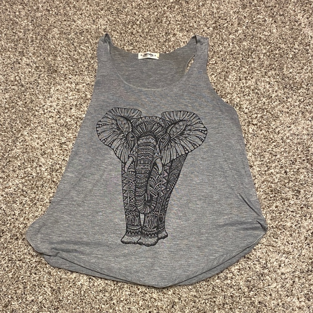 Gray Elephant Graphic Tank Top